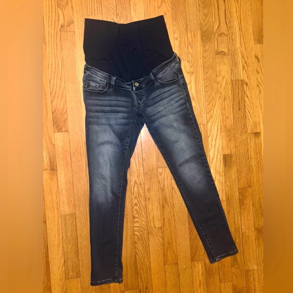 Kancan Maternity Jeans Size 9 28 Dark Wash Stretch Denim Full Panel Cozy